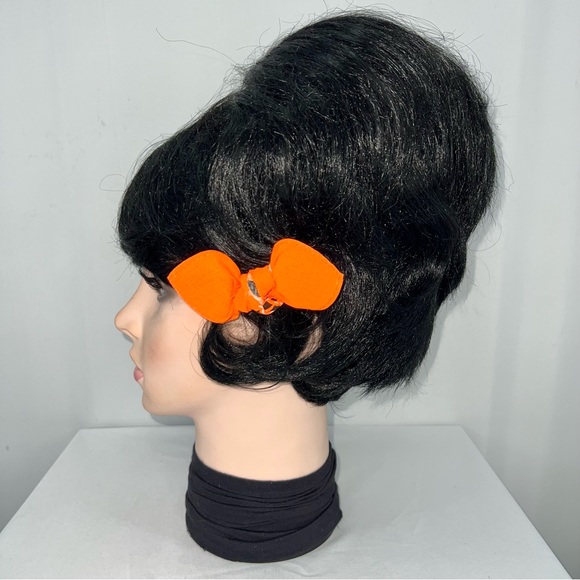 Neon Orange Paisley Rockabilly Bandana Knotted Hair Bow - Picture 5 of 11